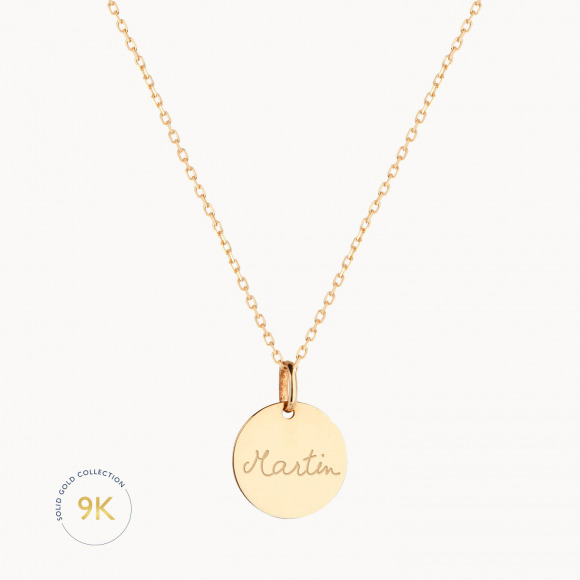 personalised 9 carat gold disc necklace merci maman