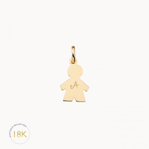 Personalisierter 750er Gold Mini Jungen Anhänger merci maman