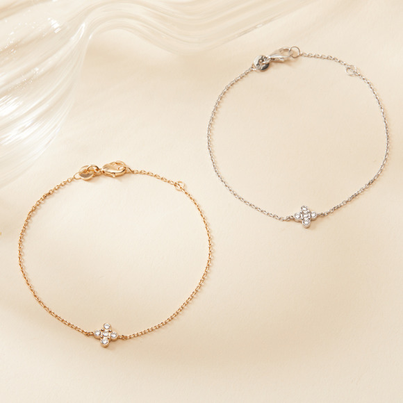 Bracelet Trèfle Cristal sur Chaîne