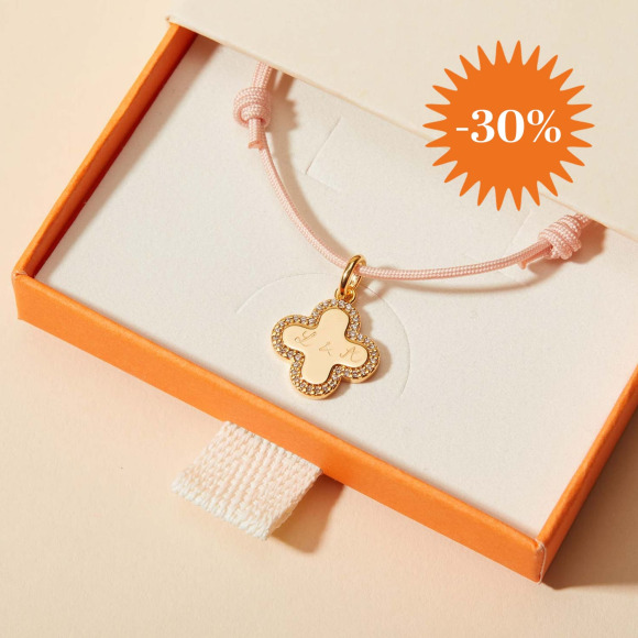 Personalisiertes Kristall Klee Kreuz Armband vergoldet merci maman