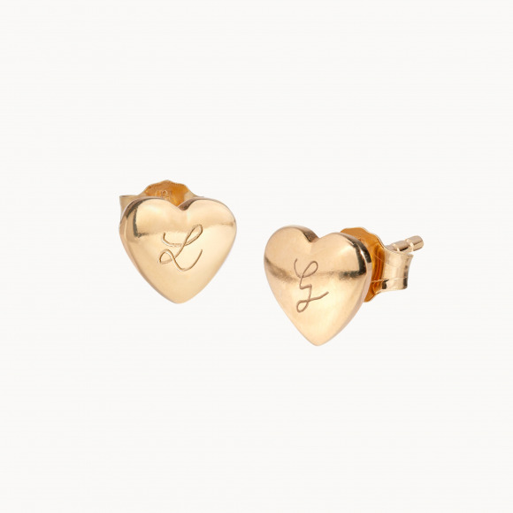 Orecchini Personalizzati a Bottone Cuore placcato oro merci maman
