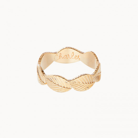 anello a foglia personalizzato placcato oro merci maman