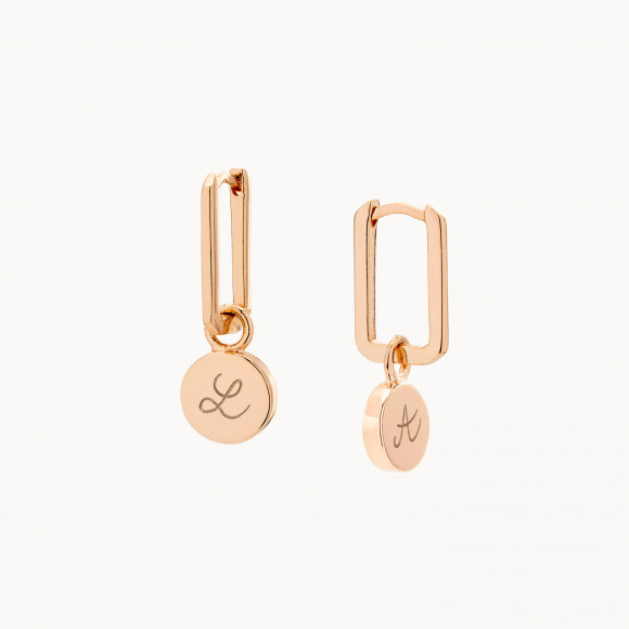 Pendientes personalizados Love Links baño oro merci maman