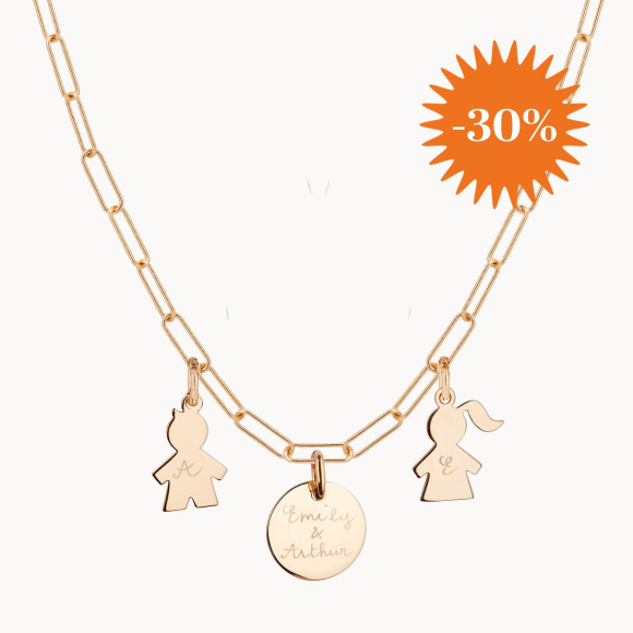 Collana personalizzata sottile Love Links Family placcato in oro merci maman