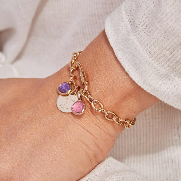 Personalisiertes Lucky Charm Geburtsstein Armband vergoldet merci maman