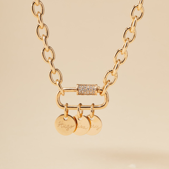 Collana personalizzata con nome Portafortuna placcato in oro merci maman