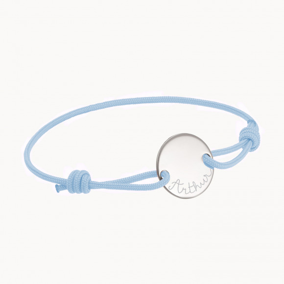 bracelet personnalisé pastille filleul argent merci maman
