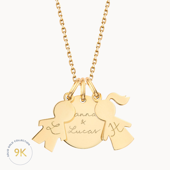 Personalised 9 Carat Gold Mummy Necklace merci maman