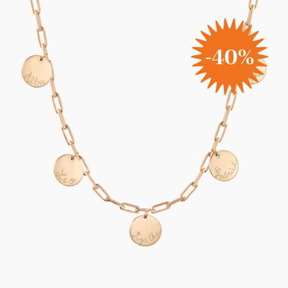 Collar personalizado fino Love Links baño oro merci maman