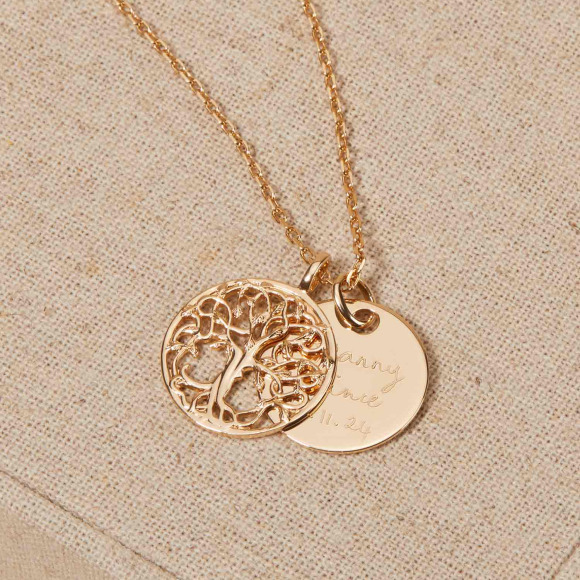 Collana personalizzata con ciondolo albero della vita placcato in oro merci maman