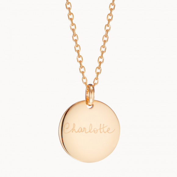 Collana a disco di firma personalizzata placcato oro merci maman