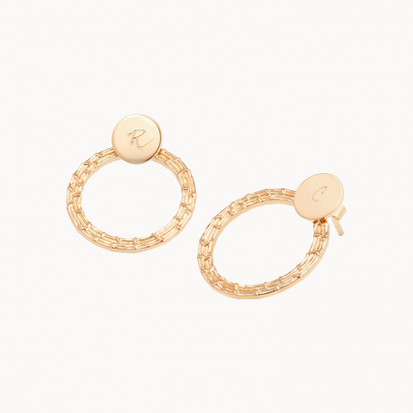 Boucles d'oreilles Galilée personnalisées plaqué or merci maman