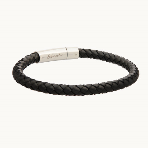 Bracciale personalizzato di pelle grande uomo merci maman
