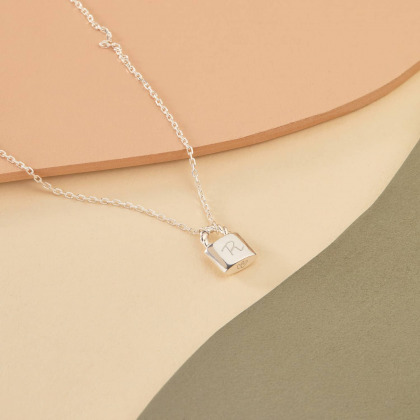 Personalisierte Halskette mit Schlossanhänger sterlingsilber merci maman