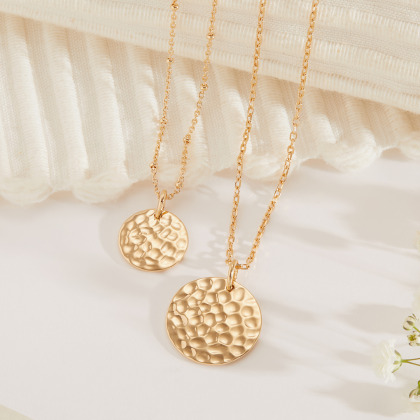 Collana Personalizzata Disco Martellato Largo placcato in oro merci maman