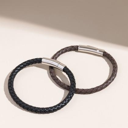 Bracciale personalizzato di pelle grande uomo merci maman
