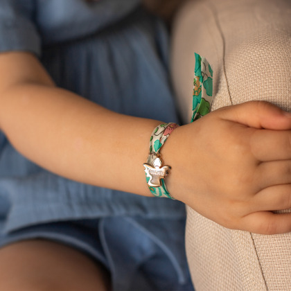 Pulsera Liberty de bautismo o primera comunión personalizada baño oro merci maman