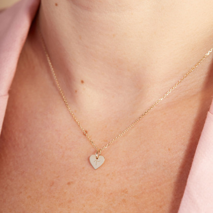 Personalisierte 375er Gold Mini Herz Halskette merci maman