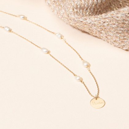 Collana personalizzata in oro 9 carati con perle