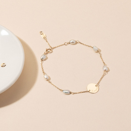 Bracciale personalizzato in oro 9 carati con perle