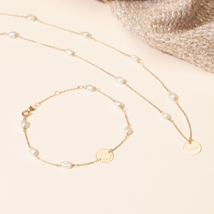 Bracciale personalizzato in oro 9 carati con perle