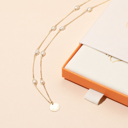 Collana personalizzata in oro 9 carati con perle