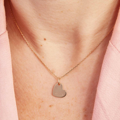 Personalisierte 375er Gold Herz Namenskette merci maman