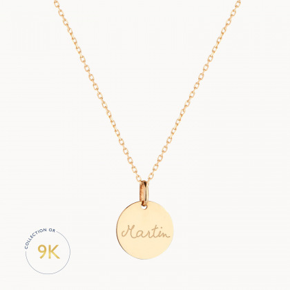 collier médaille personnalisé 9 carats merci maman