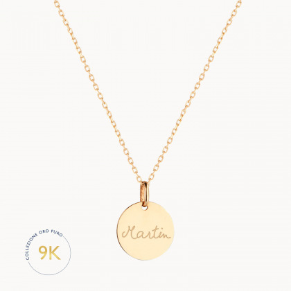collana personalizzata con disco in oro 9 carati merci maman