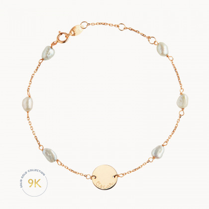 Personalisiertes 375er Gold Armkettchen mit Perlen merci maman