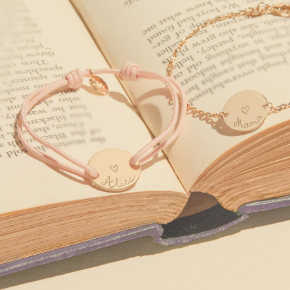 Bracciale con medaglia personalizzata placcato oro merci maman