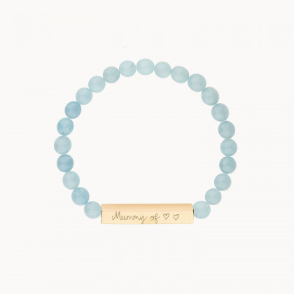 Bracciale Personalizzato con Pietre e Barra placcato oro Acquamarina merci maman