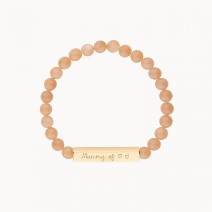 Bracciale Personalizzato con Pietre e Barra placcato oro Pietra di luna pesca Moonstone merci maman
