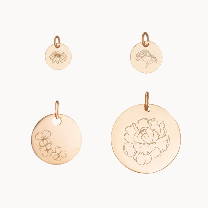 Charm Fleur de Naissance personnalisé plaqué or merci maman
