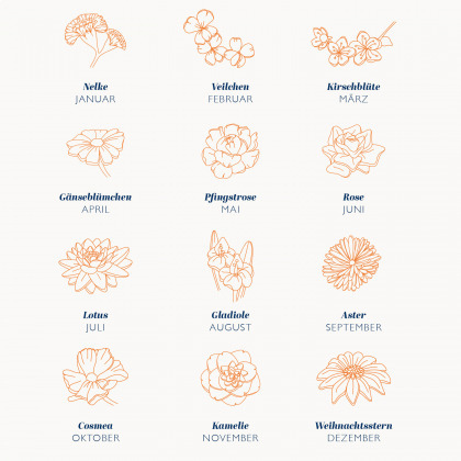 Personalisierte Geburtsblumen Namenskette