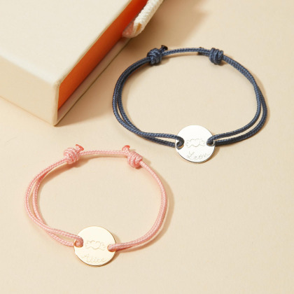 Bracelet personnalisé Mini Pastille Merci Maman x Mellipou plaqué or merci maman
