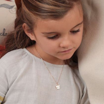 Personalisierte Emaille Halskette zur Taufe oder Kommunion vergoldet merci maman