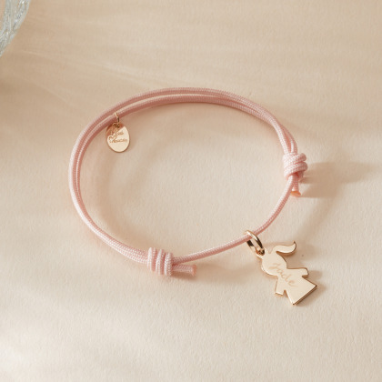 Bracciale personalizzato con mini charm Bambina placcato in oro merci maman