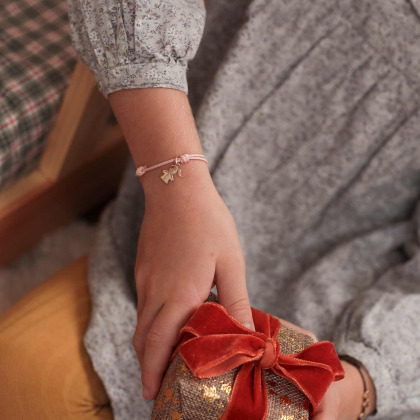 Bracciale personalizzato con mini charm Bambina placcato in oro merci maman