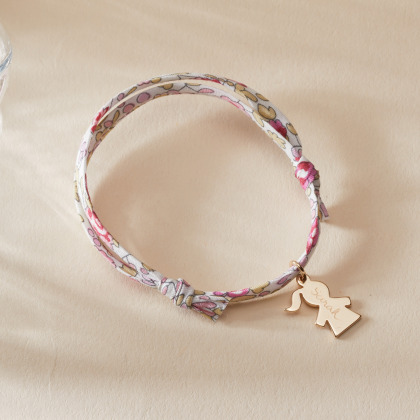 Bracciale personalizzato con mini charm Bambina Liberty placcato in oro merci maman