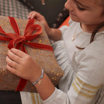 Bracciale personalizzato con mini charm Bambina Liberty placcato in oro merci maman