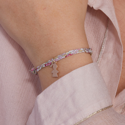Bracciale personalizzato con mini charm Bambina Liberty placcato in oro merci maman