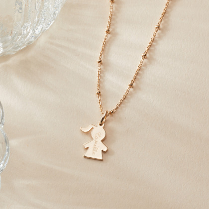 Children's Personalised Mini Girl Necklace gold plated merci maman