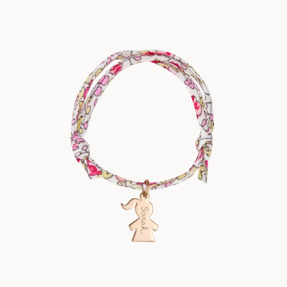 Bracciale personalizzato con mini charm Bambina Liberty placcato in oro merci maman