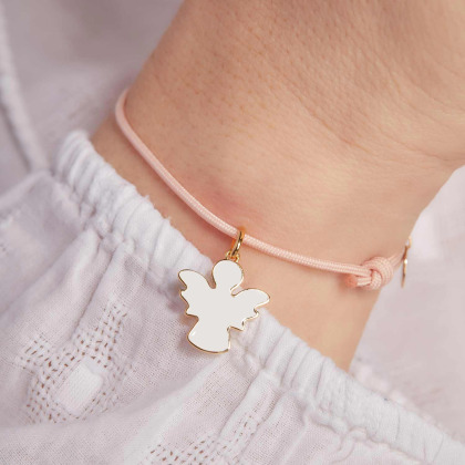 Bracciale personalizzato di smalto per battesimo o comunione placcato in oro merci maman