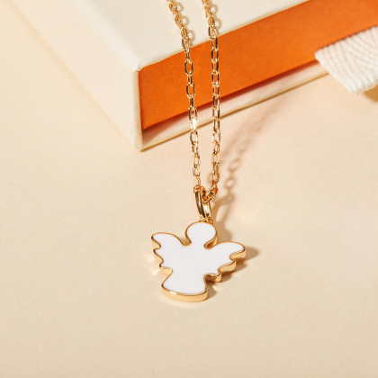 Collana personalizzata con angelo in smalto placcato in oro merci maman