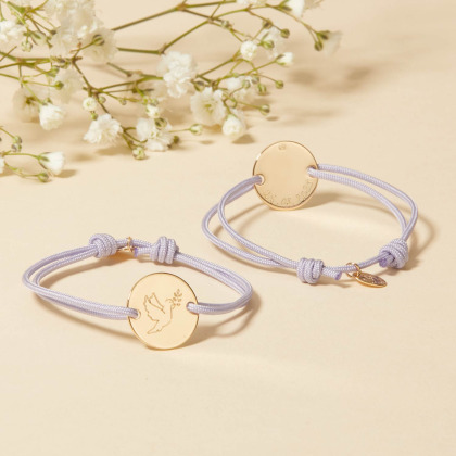 Personalisiertes Armband mit Illustration zur Taufe oder Kommunion vergoldet merci maman