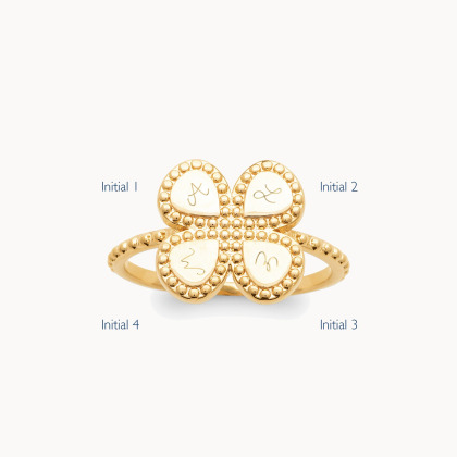 Personalised Clover Ring gold plated merci maman