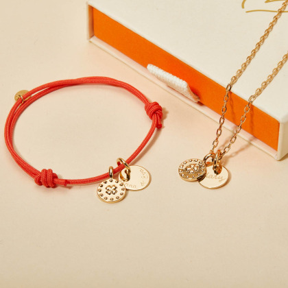 Personalisiertes Glücksbringer Armband vergoldet merci maman