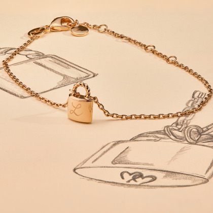 Bracciale personalizzato a catena con lucchetto placcato oro merci maman